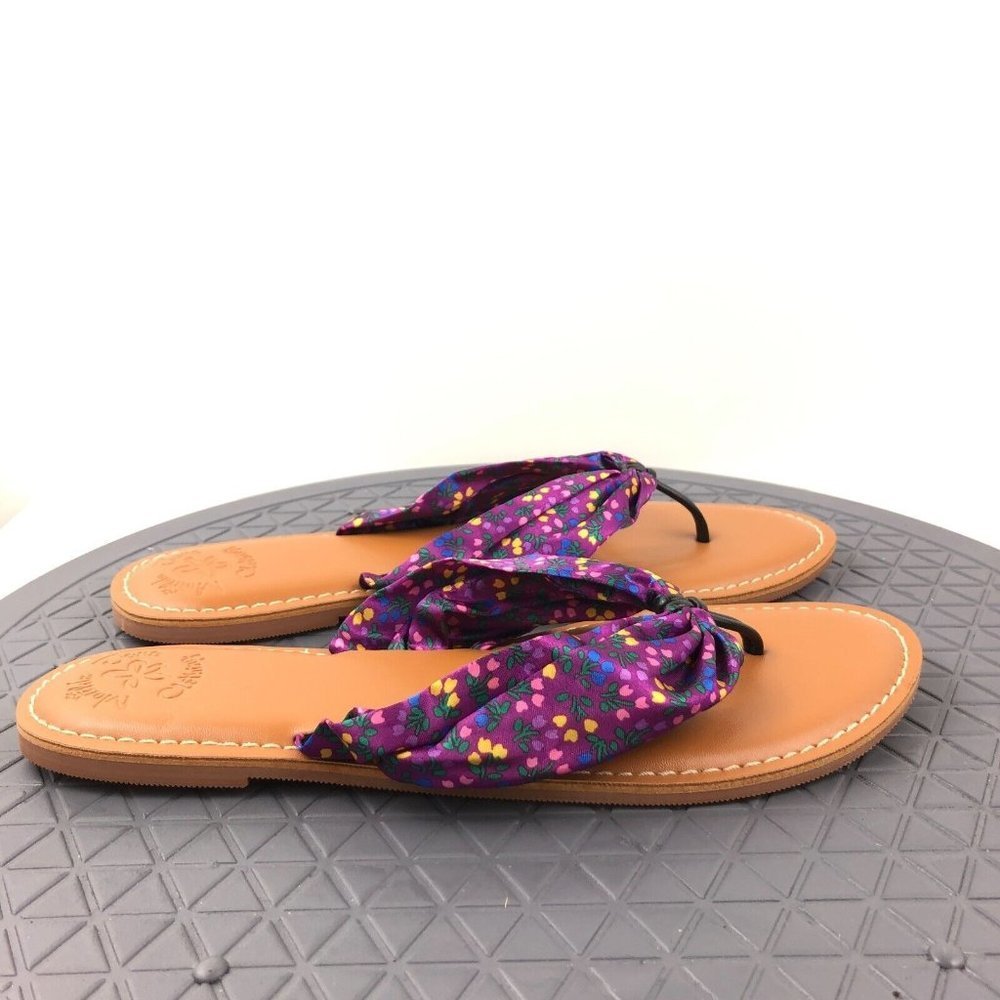 Matilda Jane Clothing Sandals Size 8 Purple Floral Toes In The Sand Flip Flops